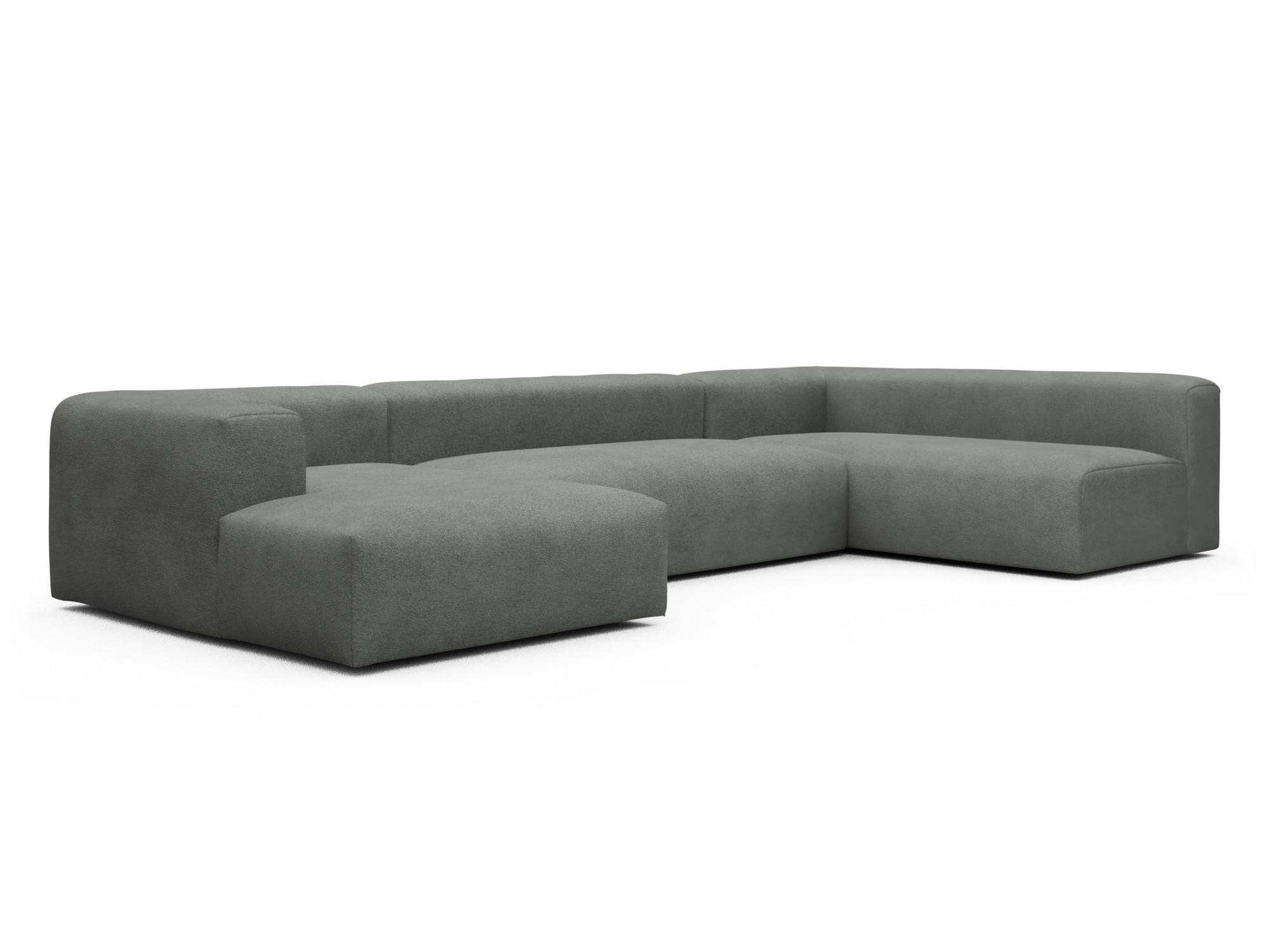 Skandi Home Wohnlandschaft Fred Chaiselongue links mit 2-Sitzer und lange Armlehne rechts Boucle-Ash-Grey moebelfaktor