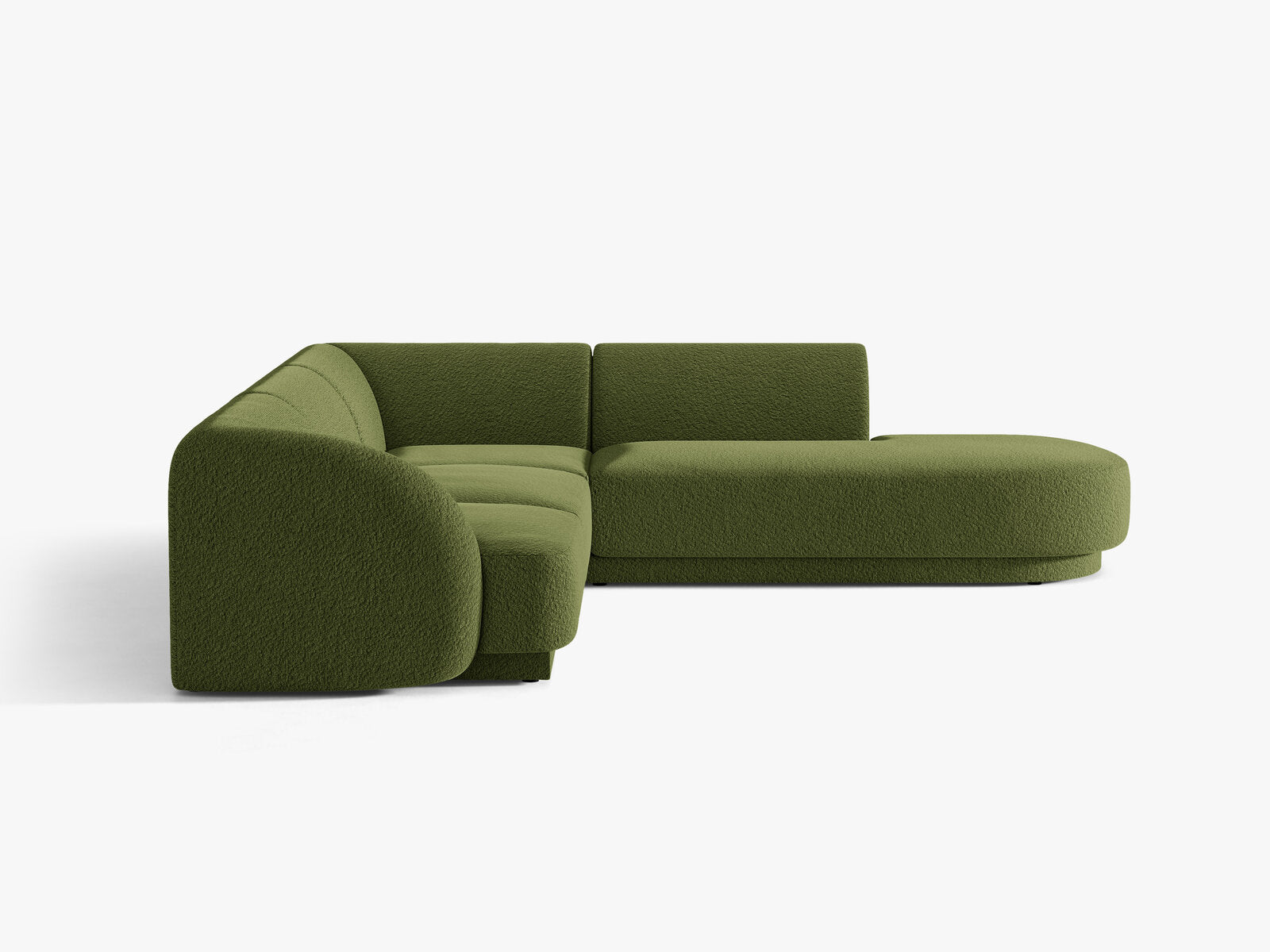 Micadoni Ecksofa Miley 6-Sitzer Rechts Boucle Baloo Dunkel-Olivgrün