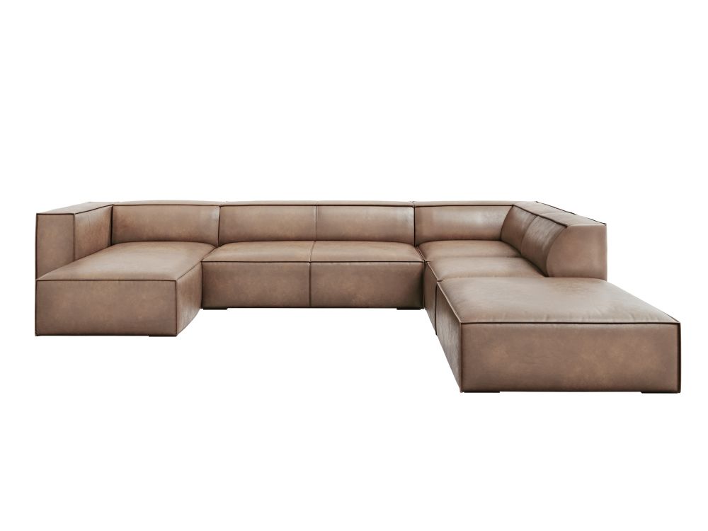Cosmopolitan Design Panoramasofa Turin 6-Sitzer 365 cm Leder Granada Dunkelbeige Rechts
