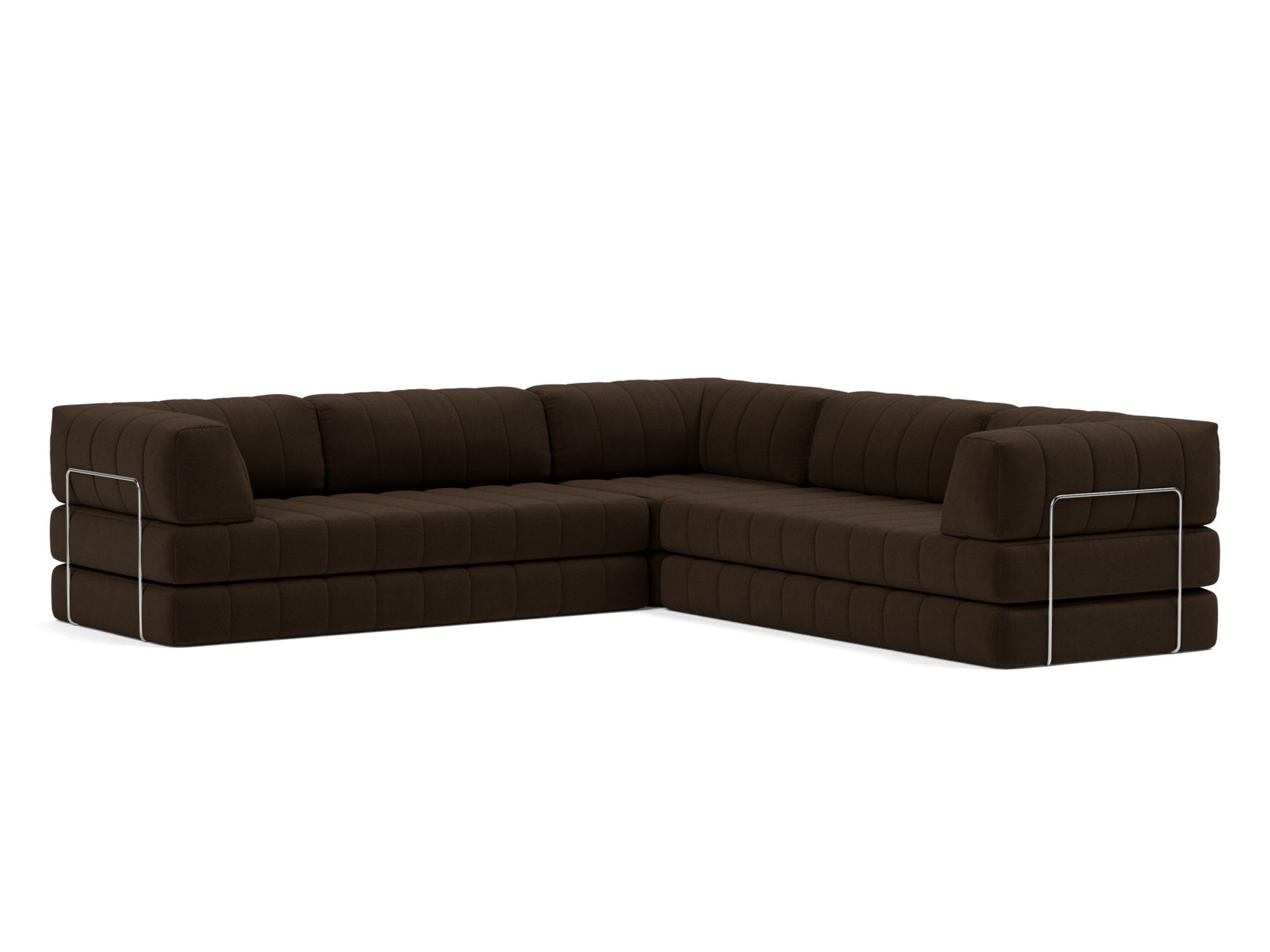 Eck-Schlafsofa CozyPad mit Armlehnen Strukturierter Stoff Taura 358-Chocco