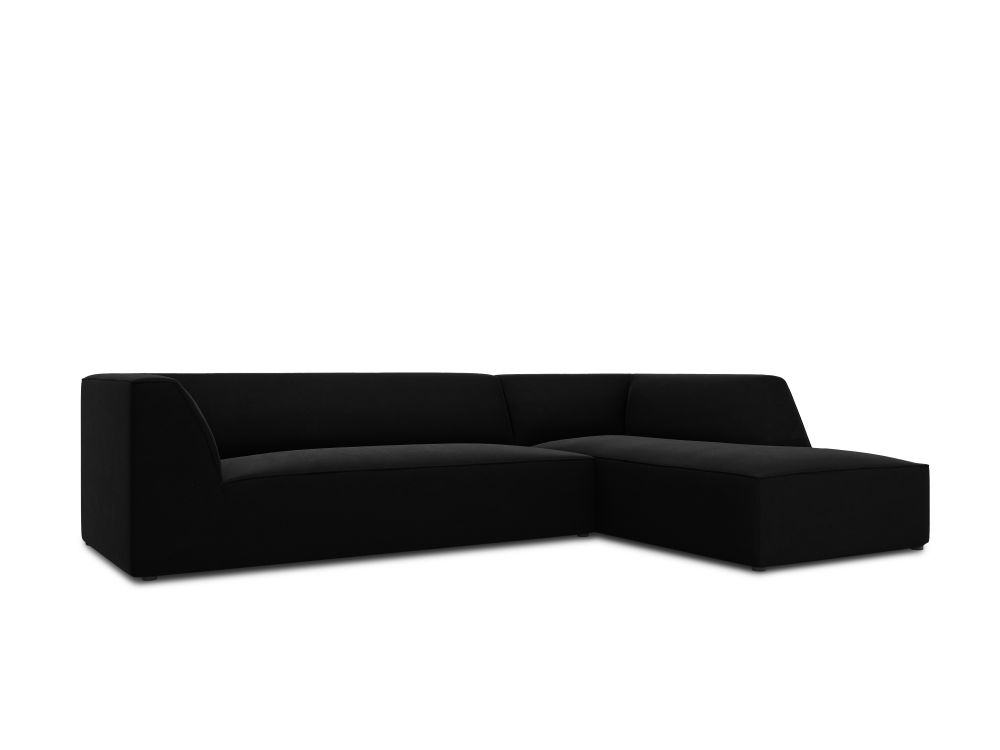 Cosmopolitan Design Ecksofa Siena 4-Sitzer Samt Salvador Schwarz Rechts