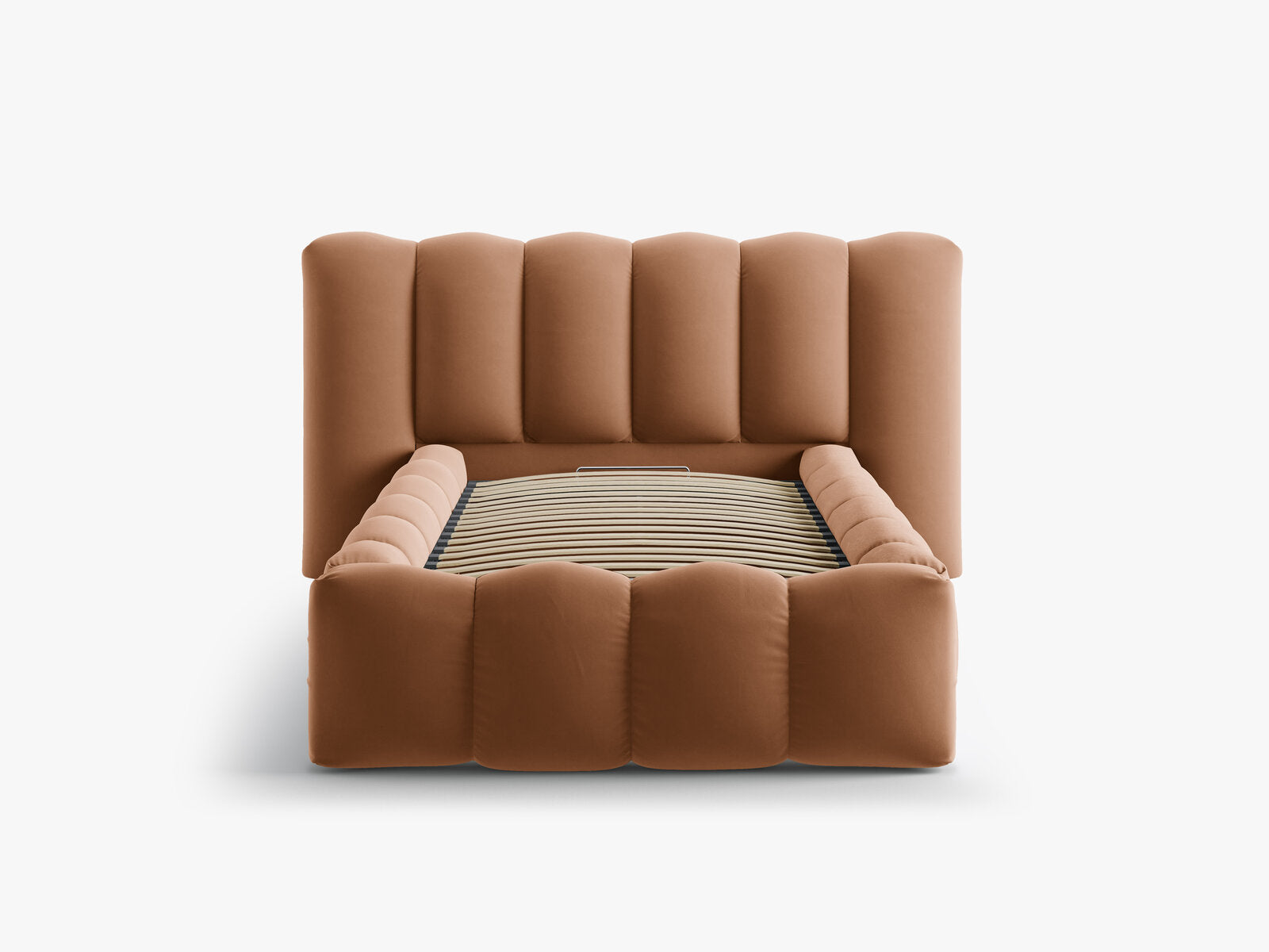 Micadoni Stauraumbett mit Kopfteil Lupine Samt Paris Honig 90x200