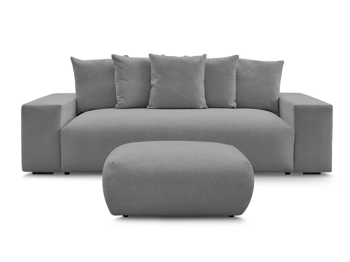 Bobochic Voltaire Sofa 4-Sitzer mit Pouf 280 × 124 cm Melange-Stoff Dunkelgrau