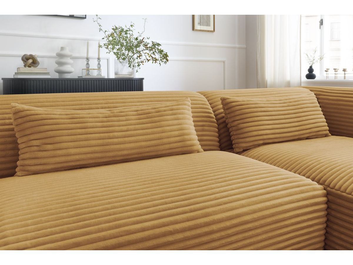 Bobochic Harry Ecksofa Breitcord weich Gelb Ecke rechts