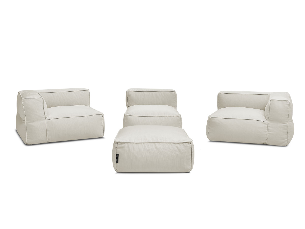 Bobochic Giulia Gartensofa 4-Sitzer mit Pouf, 2 Eckmodule Stoff Beige