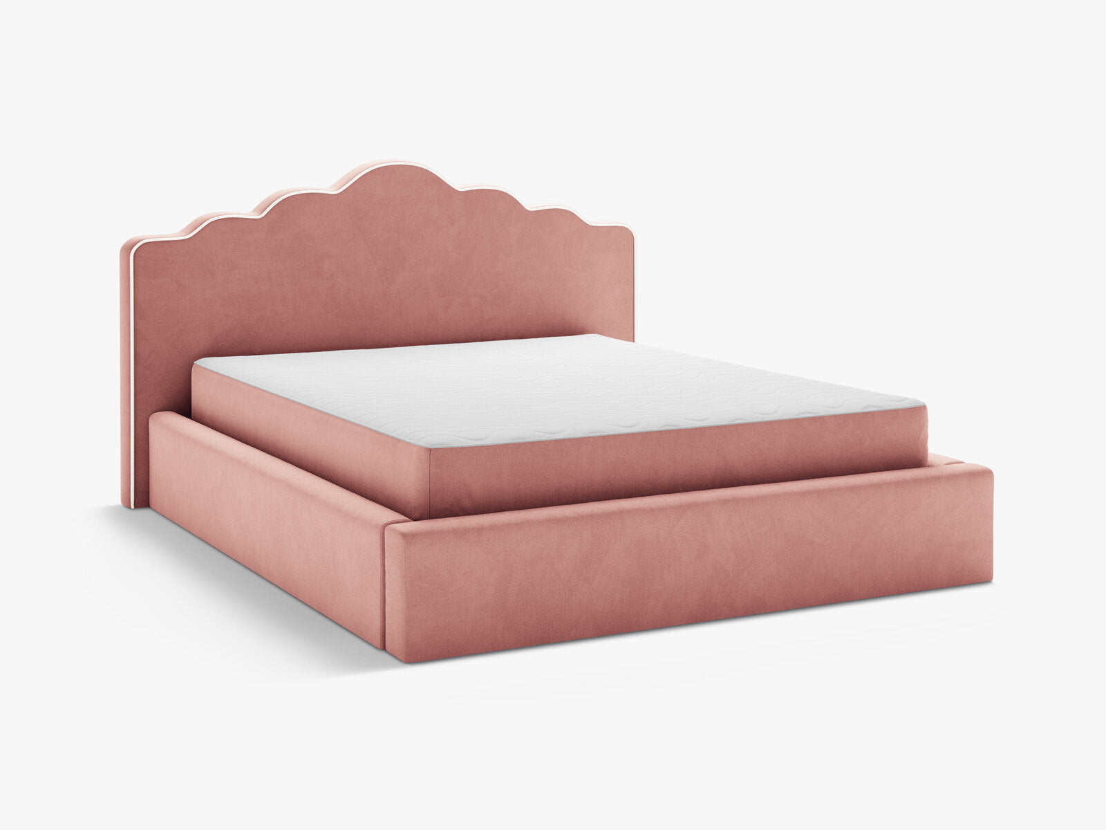Micadoni Dream Samtbett mit Bettkasten und Kopfteil Samt Magic Velvet Elfenbein / Rosa 160x200