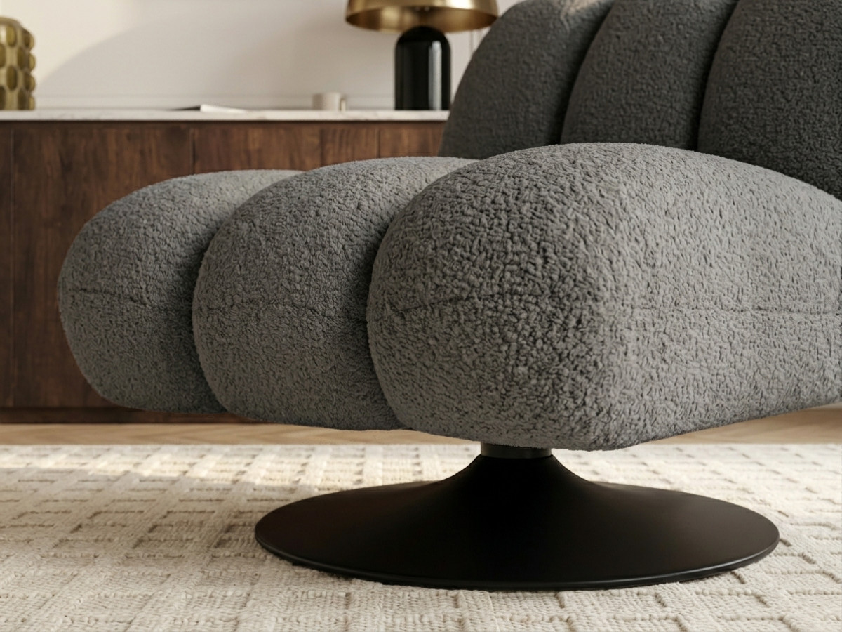 Bobochic Janissaire Sessel 79 × 89 cm Bouclé-Stoff Dunkelgrau