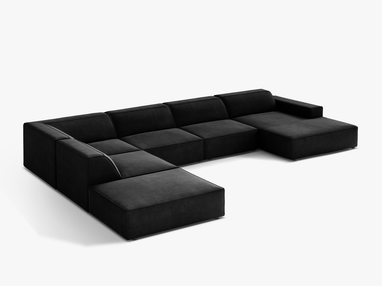 Micadoni Panorama-Ecksofa Jodie 7-Sitzer Samt Venus Schwarz Links