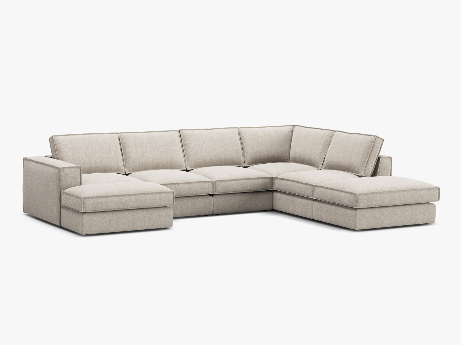 Micadoni modulares Panorama Ecksofa Pola 5-Sitzer Rechts Strukturierter Stoff Babel Sand