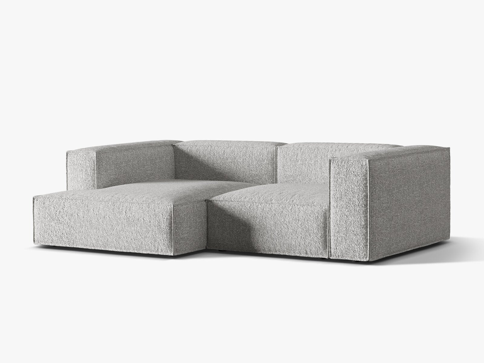 Micadoni Ecksofa Nuria 3-Sitzer Links Boucle Silber
