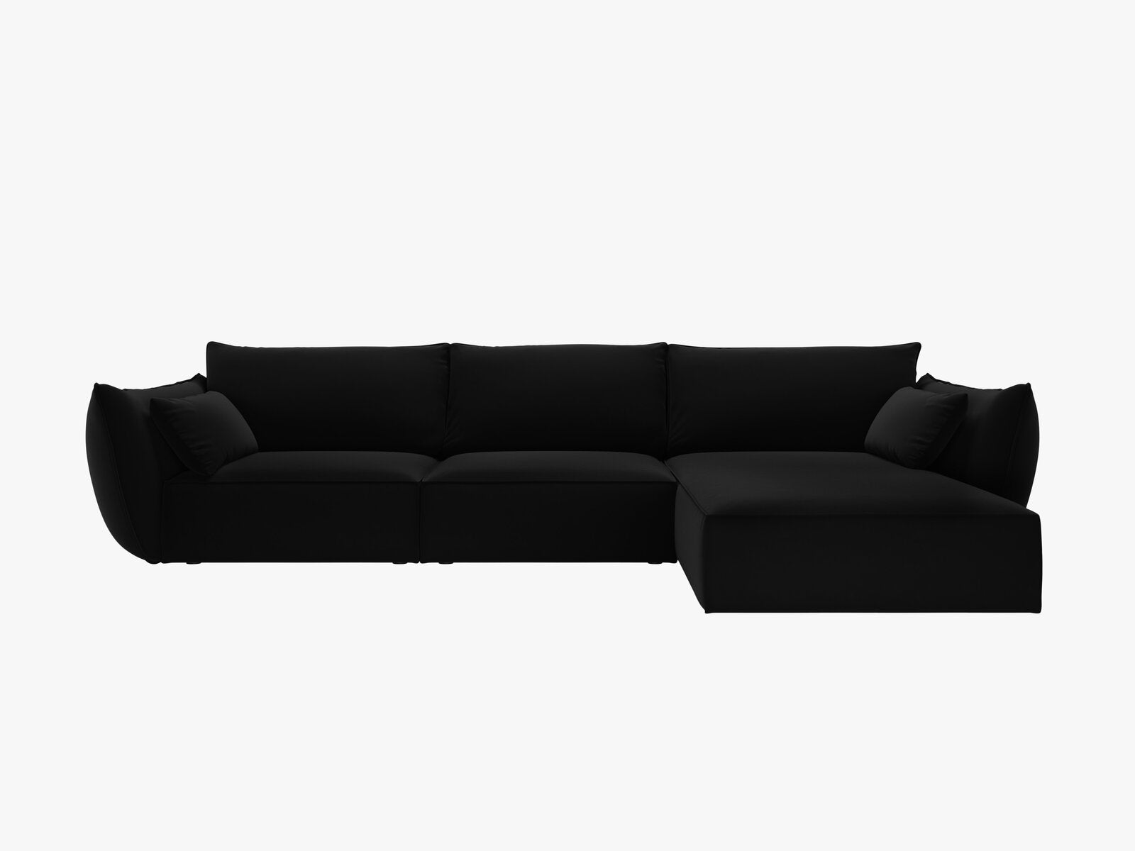 Micadoni Ecksofa Kaelle 4-Sitzer Rechts Samt Bluvel Schwarz