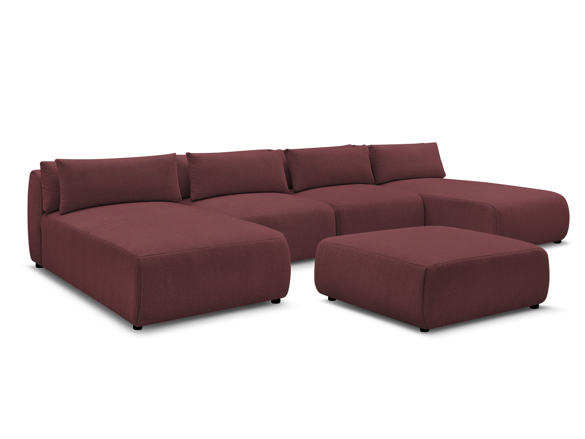 Bobochic Jana Wohnlandschaft mit großem Pouf Melange-Stoff Rot