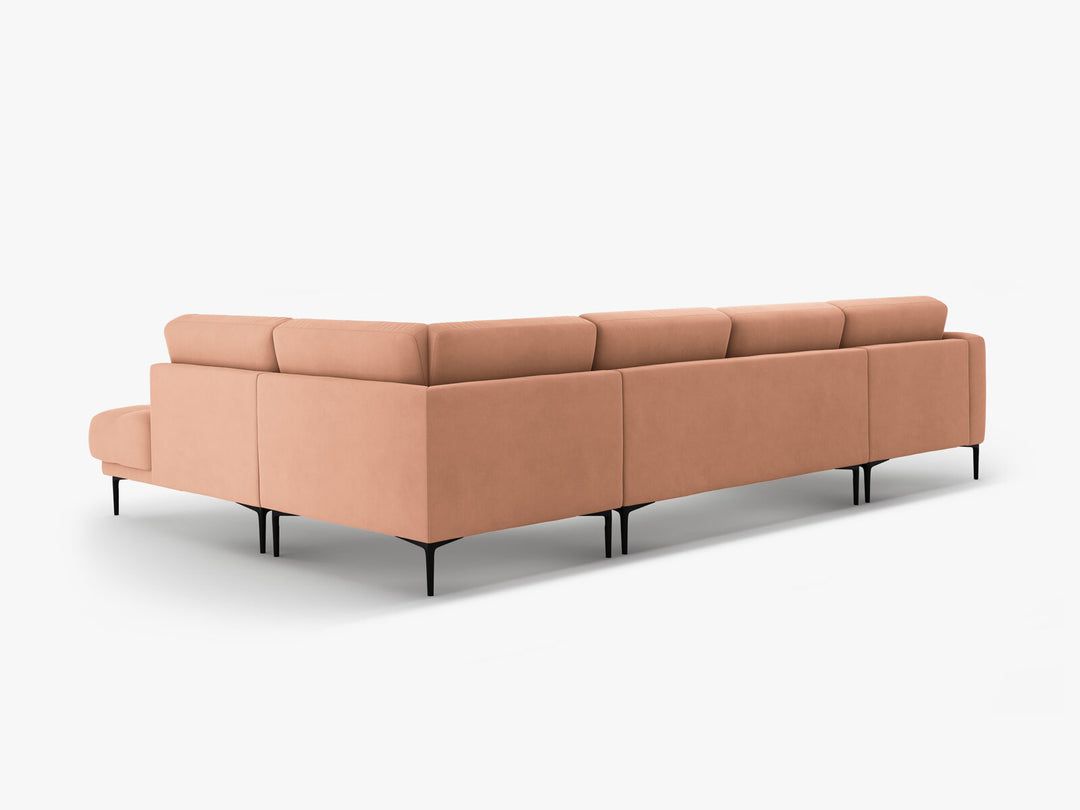 Micadoni Panorama Ecksofa Bemy 7-Sitzer Rechts Samt Rosa