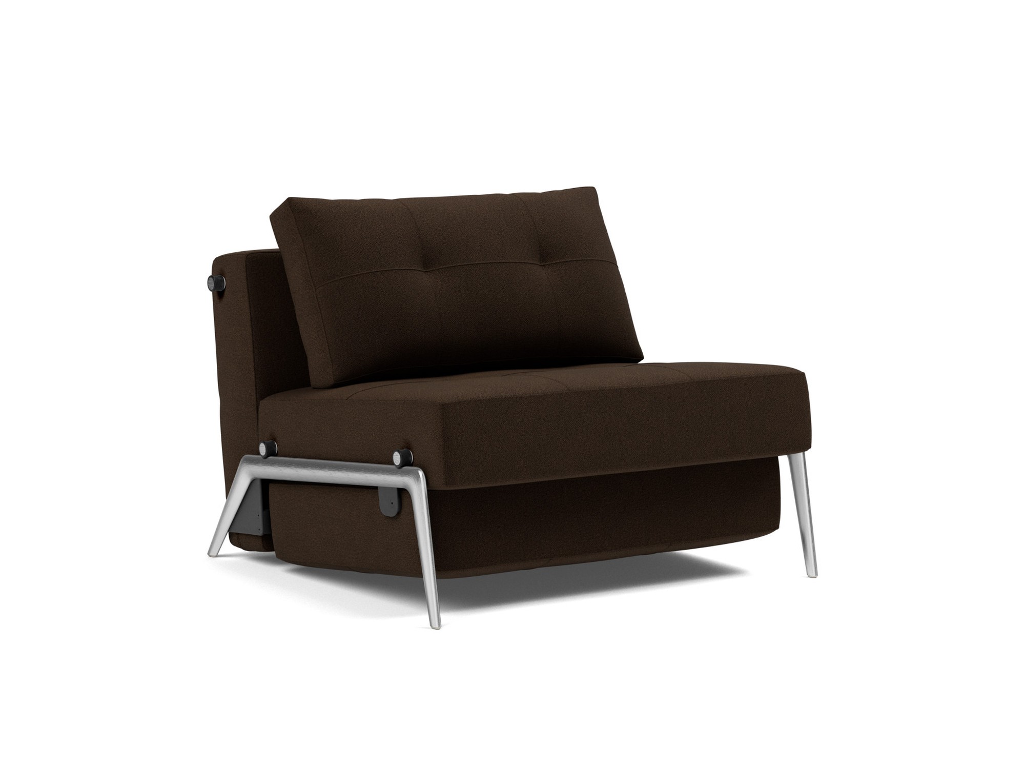 Schlafsessel Cubed 90 Strukturierter Stoff Taura 358-Chocco Beine Aluminium