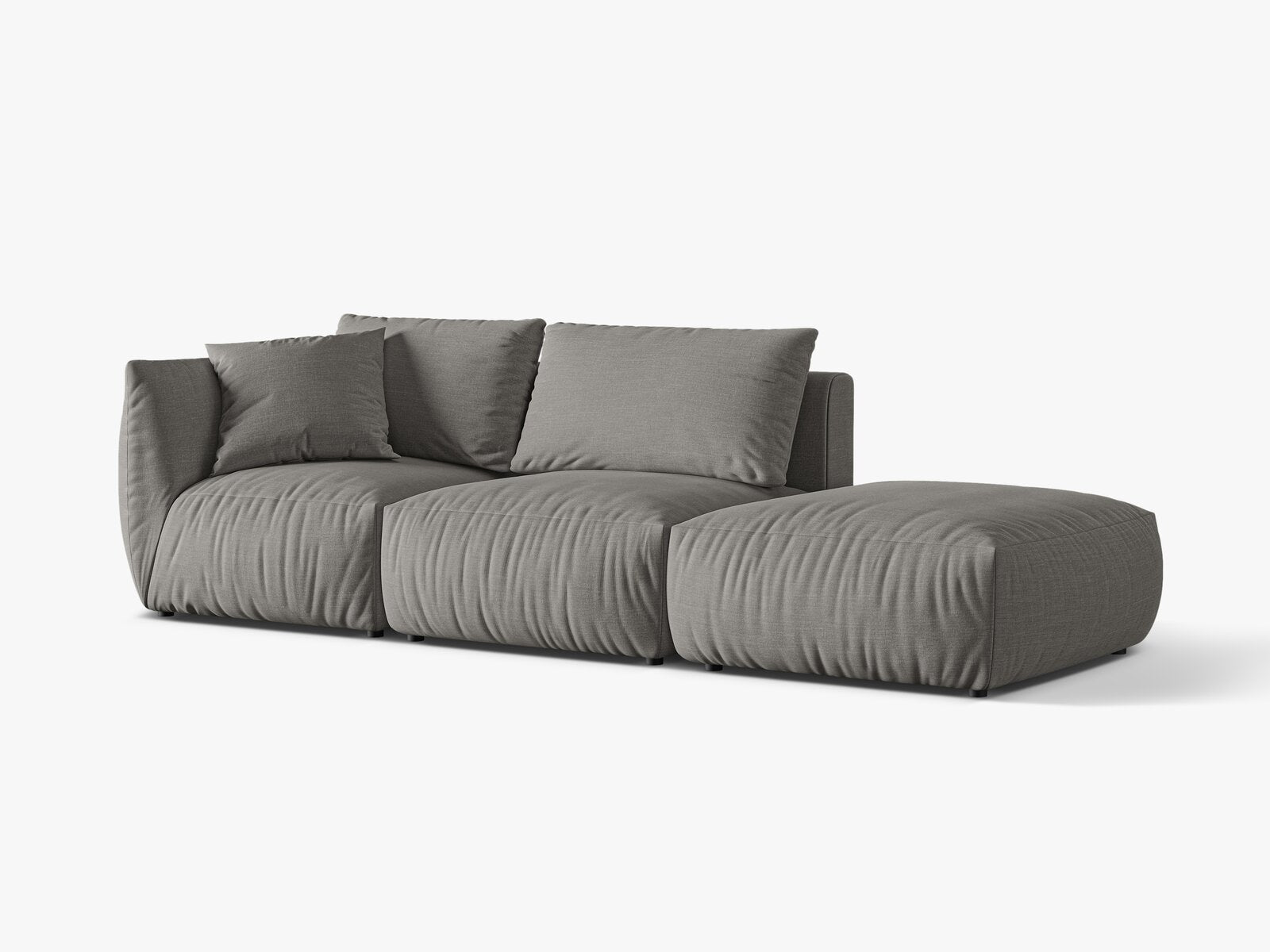 Micadoni Modulares Sofa Chris 3-Sitzer Rechts Strukturierter Stoff Warmes Grau