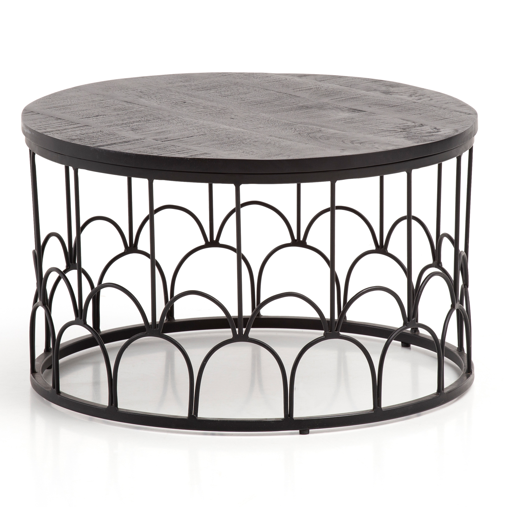 Couchtisch Asker Massivholz Schwarz Ø 60 × H 36 cm