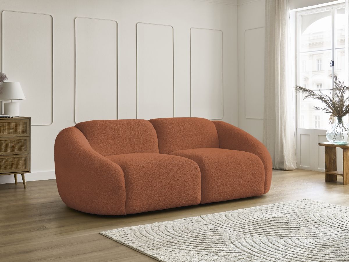 Bobochic Tina Sofa 2-Sitzer Bouclé-Stoff Orange