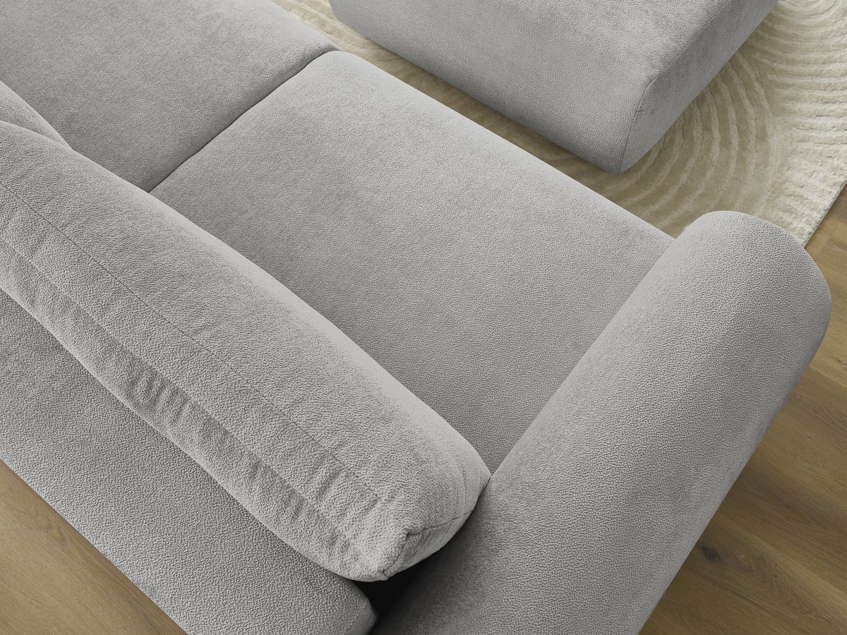 Bobochic Lucien Schlafsofa 4-Sitzer mit Bettkasten und Pouf Stoff Hellgrau