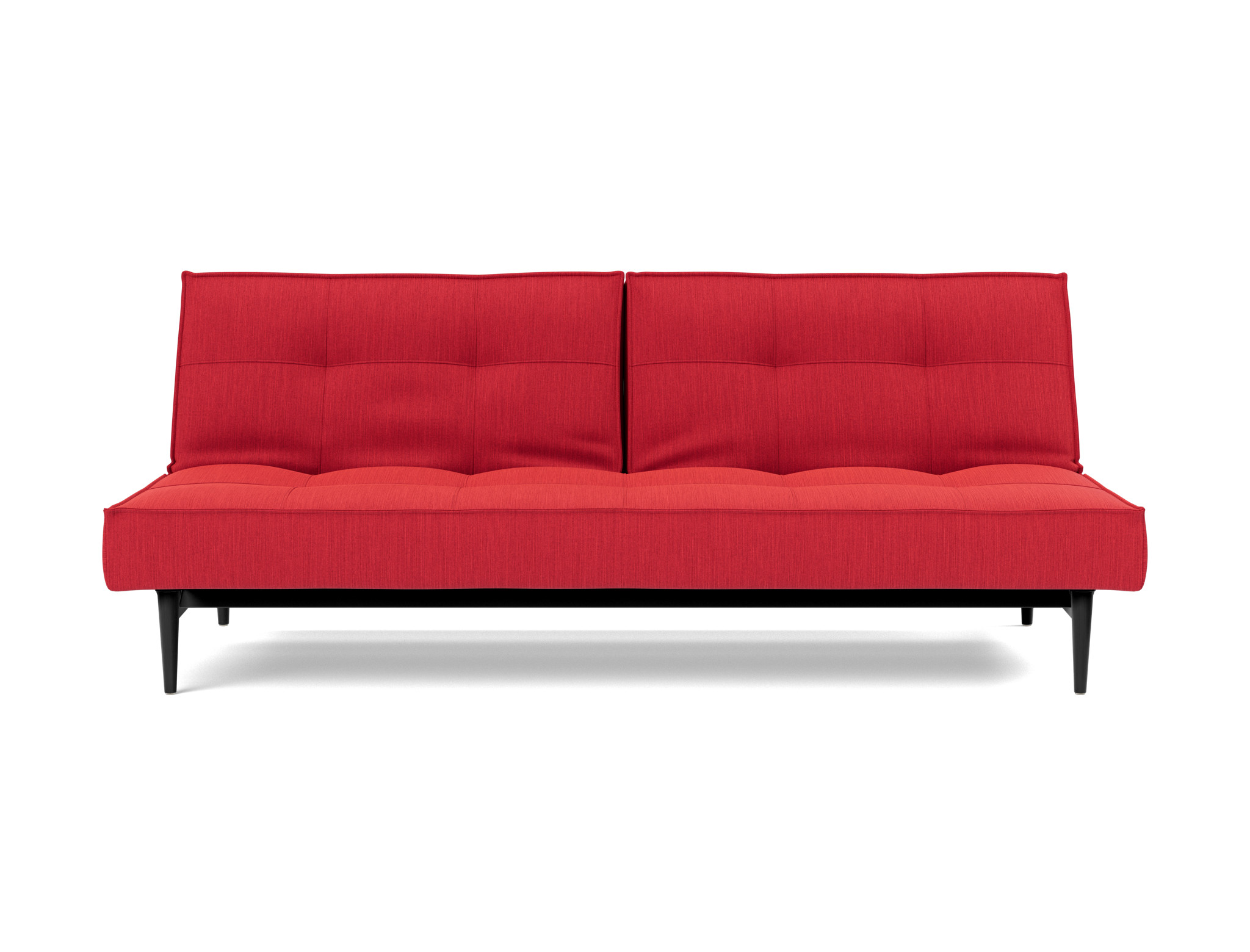 Schlafsofa Splitback Flachgewebe Elegance 511-Red Beine Styletto Eiche schwarz