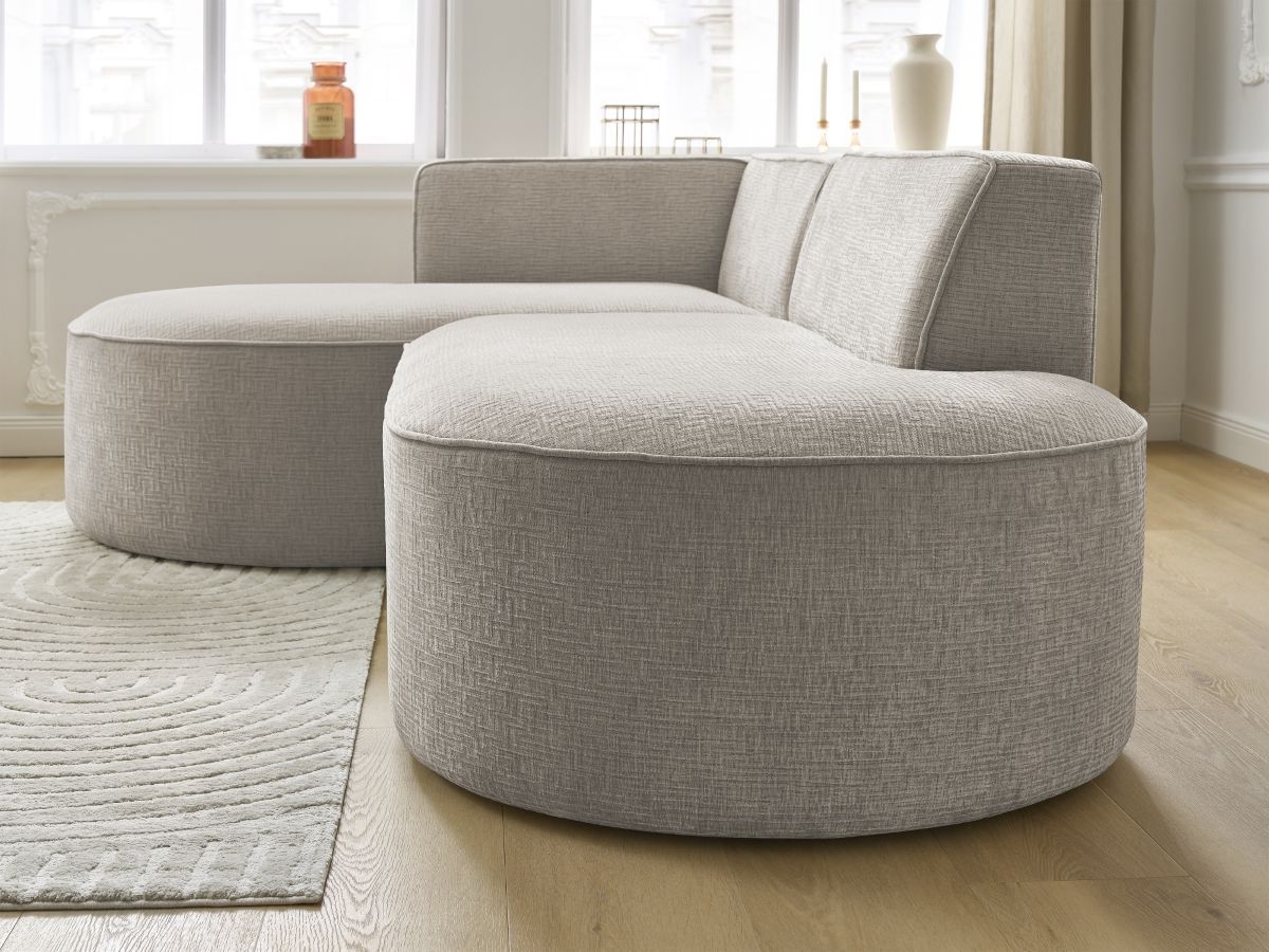 Bobochic Rousseau Ecksofa Strukturstoff Beige Ecke links