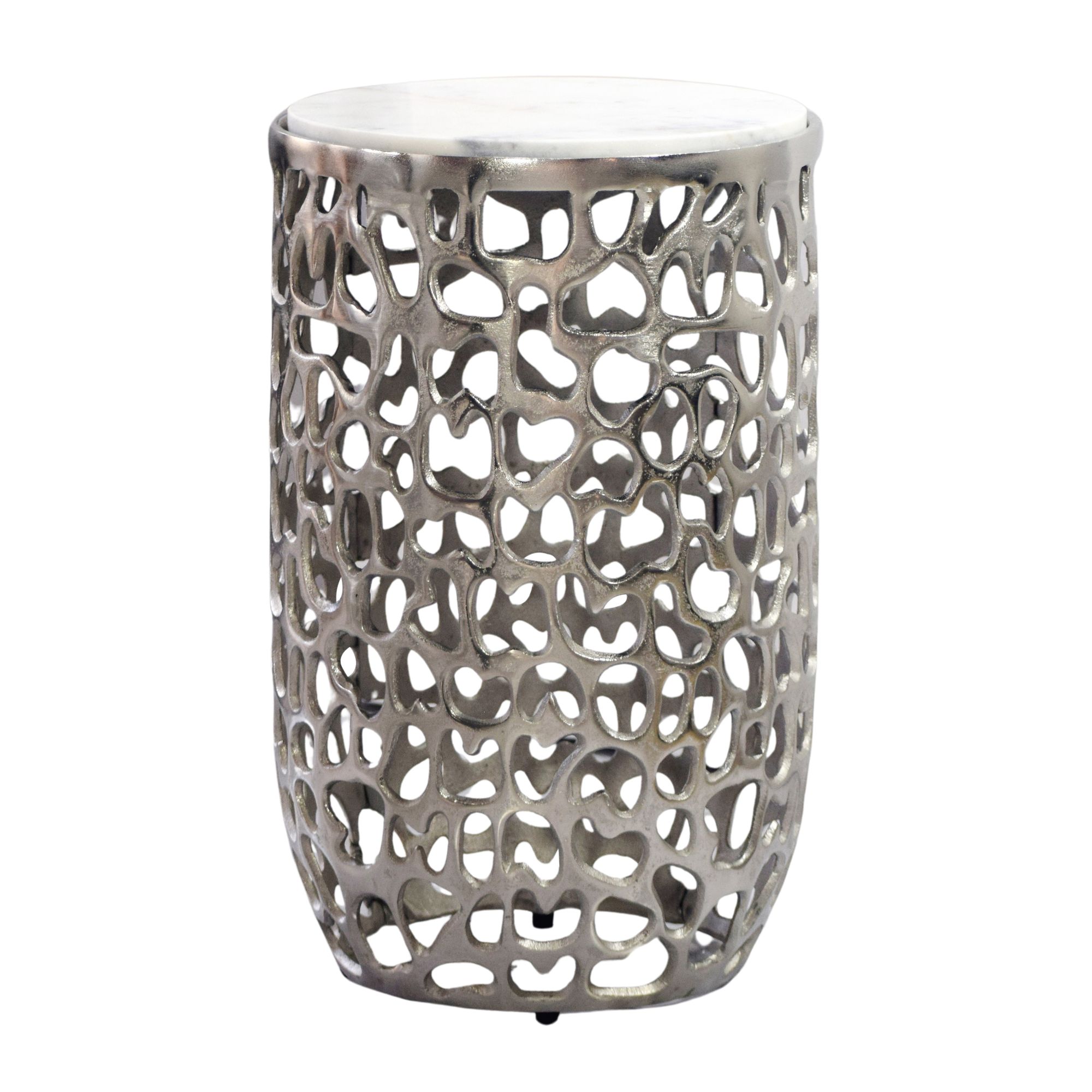 Beistelltisch Seljord Marmor Silber Ø 30 cm