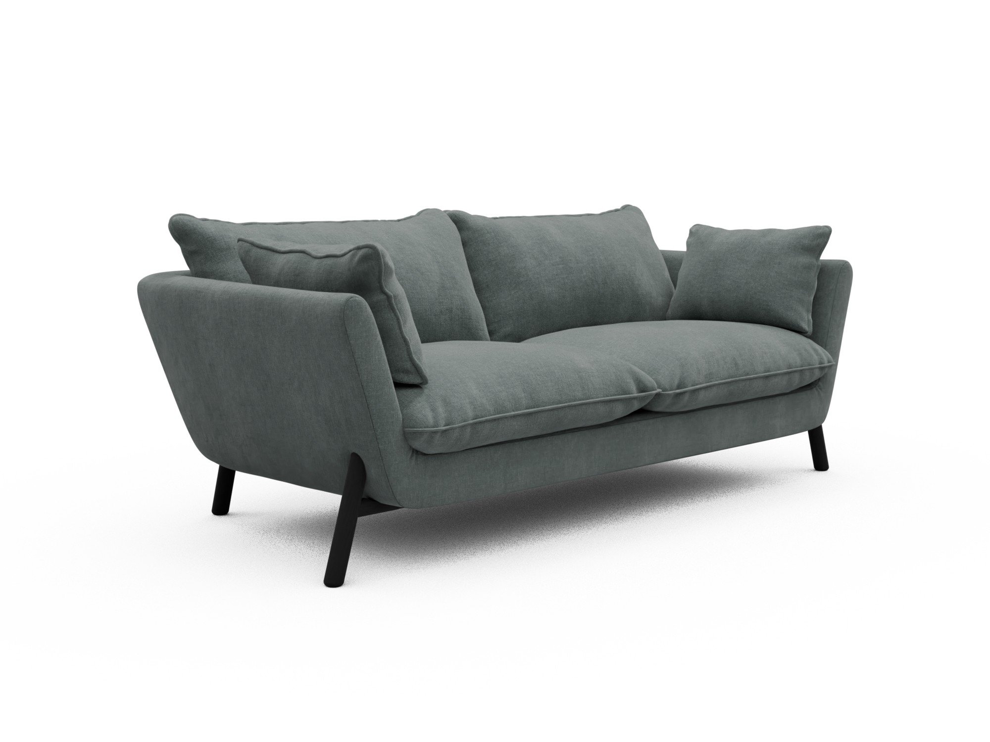 Skandi Home Sofa Emil Soft 2-Sitzer Beinfarbe Eiche Schwarz Smooth-Silver-Grey moebelfaktor