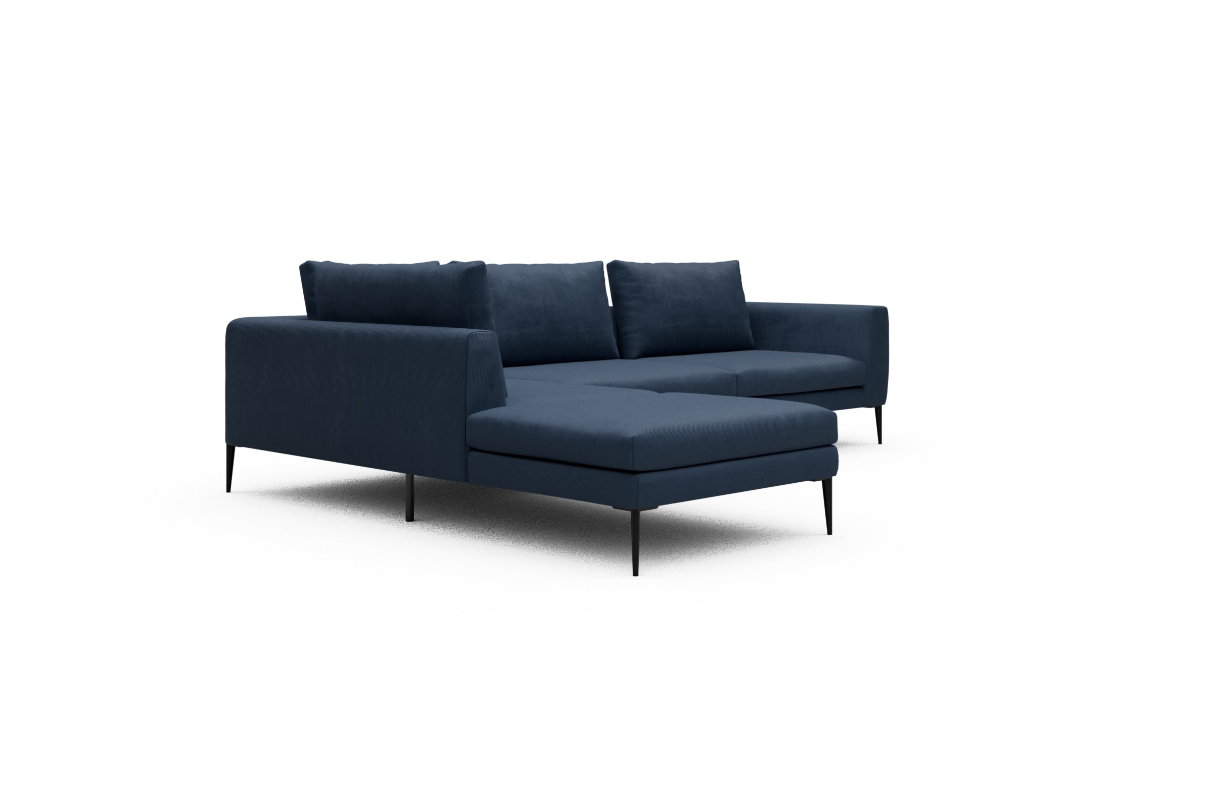 Ecksofa Paul Relax-Ecke rechts mit 3-Sitzer Cordufine-Royal-Blue