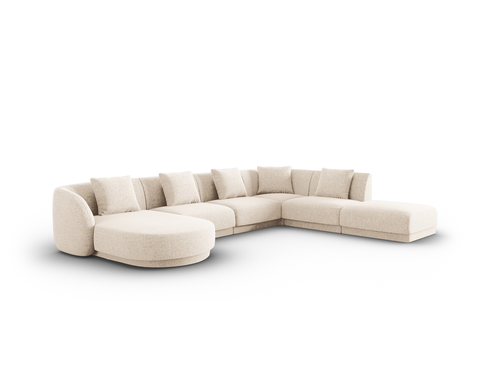 Cosmopolitan Design Panoramasofa Tulum 6-Sitzer Chenille Eden Helles Beige Rechts