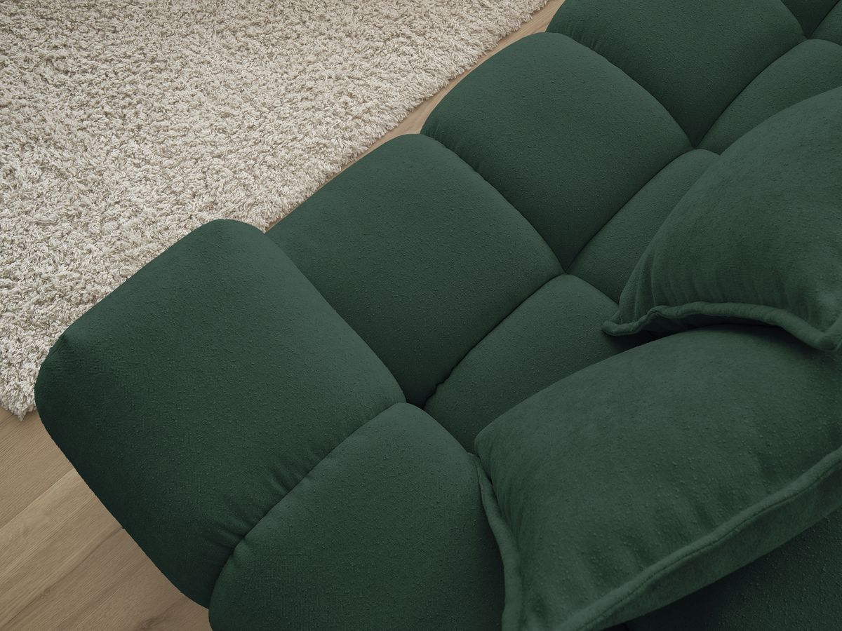 Bobochic Everest Ecksofa mit Schlaffunktion und Pouf, 10 Kissen Strukturstoff Grün Ecke links