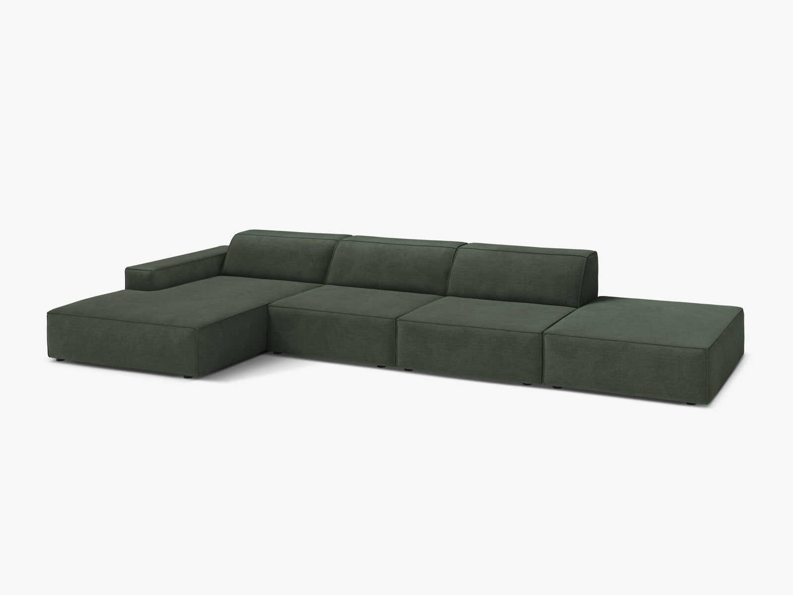 Micadoni Ecksofa Jodie 5-Sitzer Strukturierter Stoff Liberty Moosgrün Links