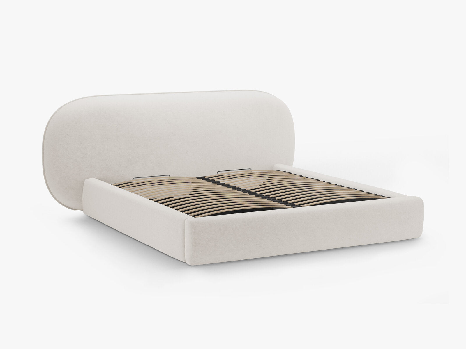 Micadoni Stauraumbett mit Kopfteil Ovalo Chenille Perfect Harmony Helles Beige 140x200