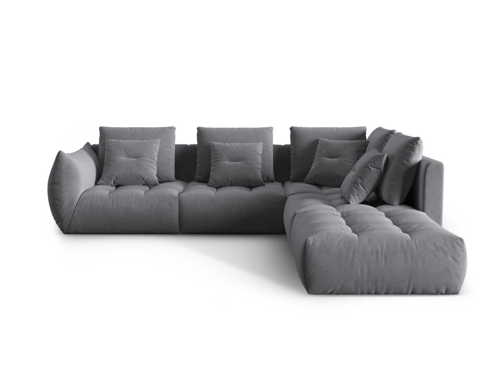 Micadoni Ecksofa Bloom 5-Sitzer Rechts Samt Dunkelgrau