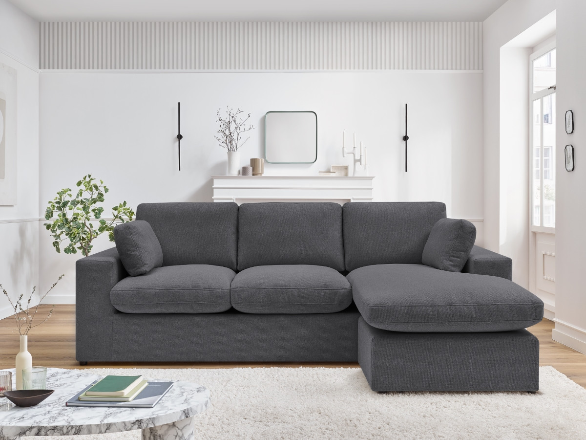 Bobochic Belair Ecksofa 220 × 139 cm Stoff Dunkelgrau