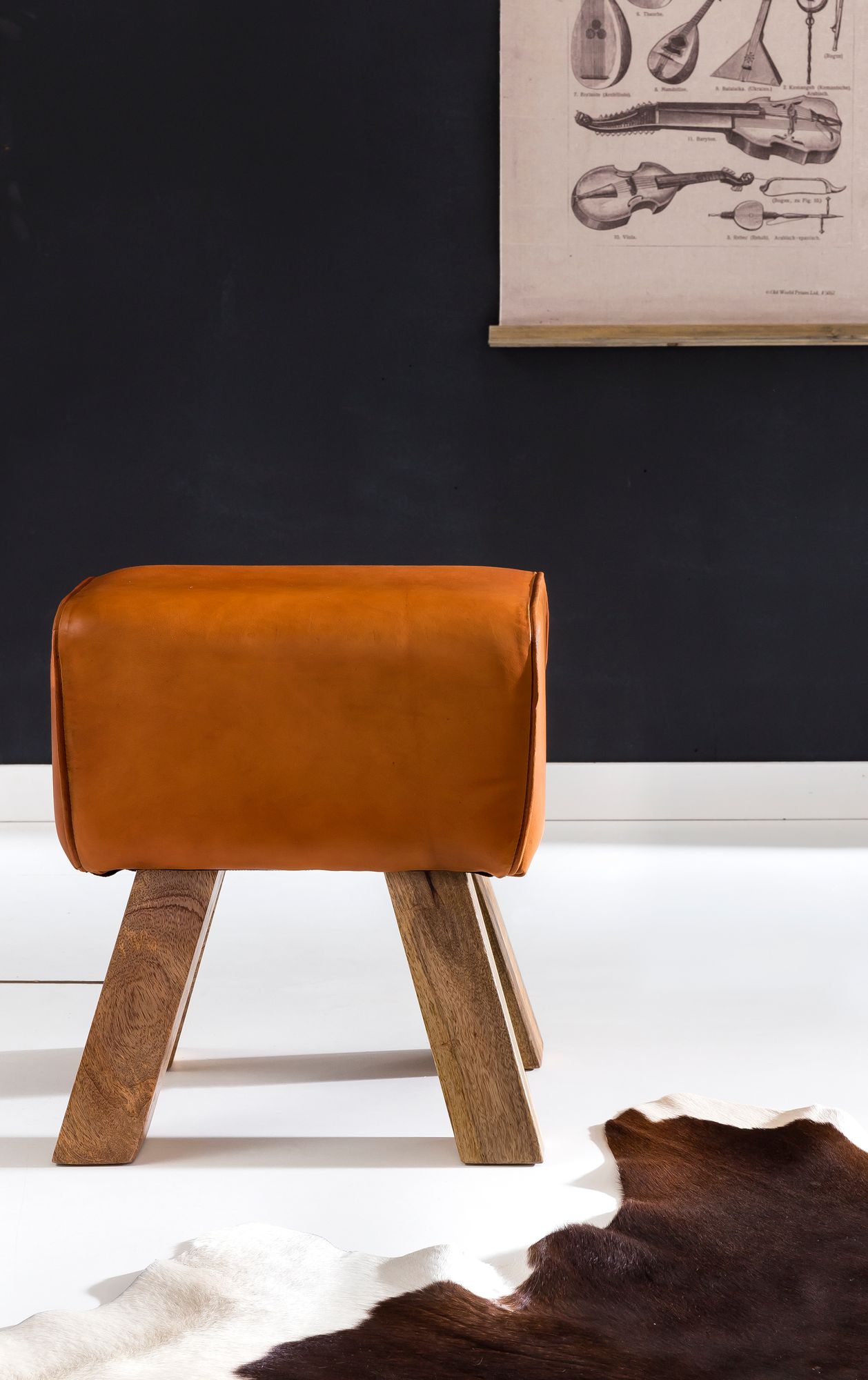 Sitzhocker Abisko Echtleder Braun 40 × 30 × 47 cm