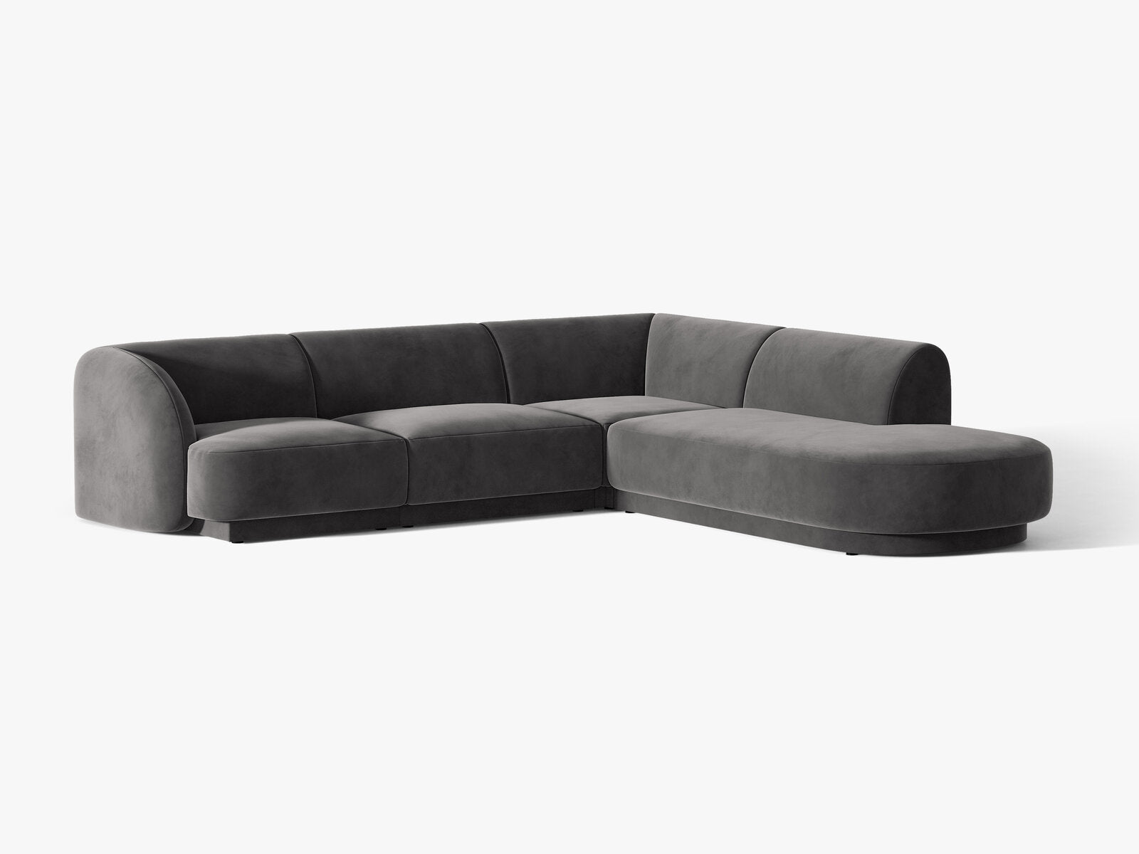 Micadoni Ecksofa Miley 6-Sitzer Rechts Samt Bluvel Grau