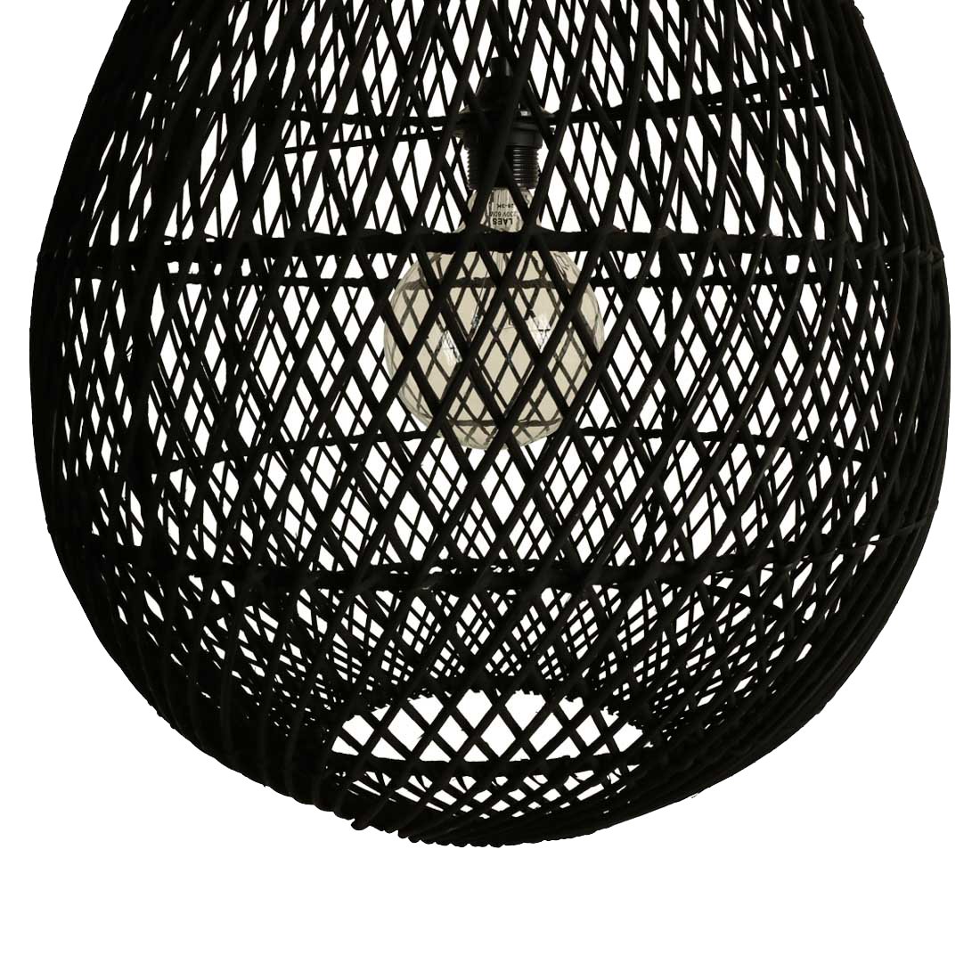 Raw Materials Maze Tropfen-Rattan-Hängelampe schwarz Ø 45x65cm