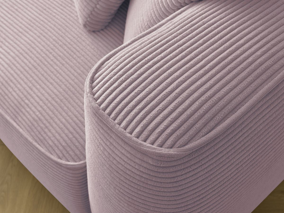 Bobochic Leopold Sofa 4-Sitzer mit Pouf Cordsamt Violett Armlehne rechts