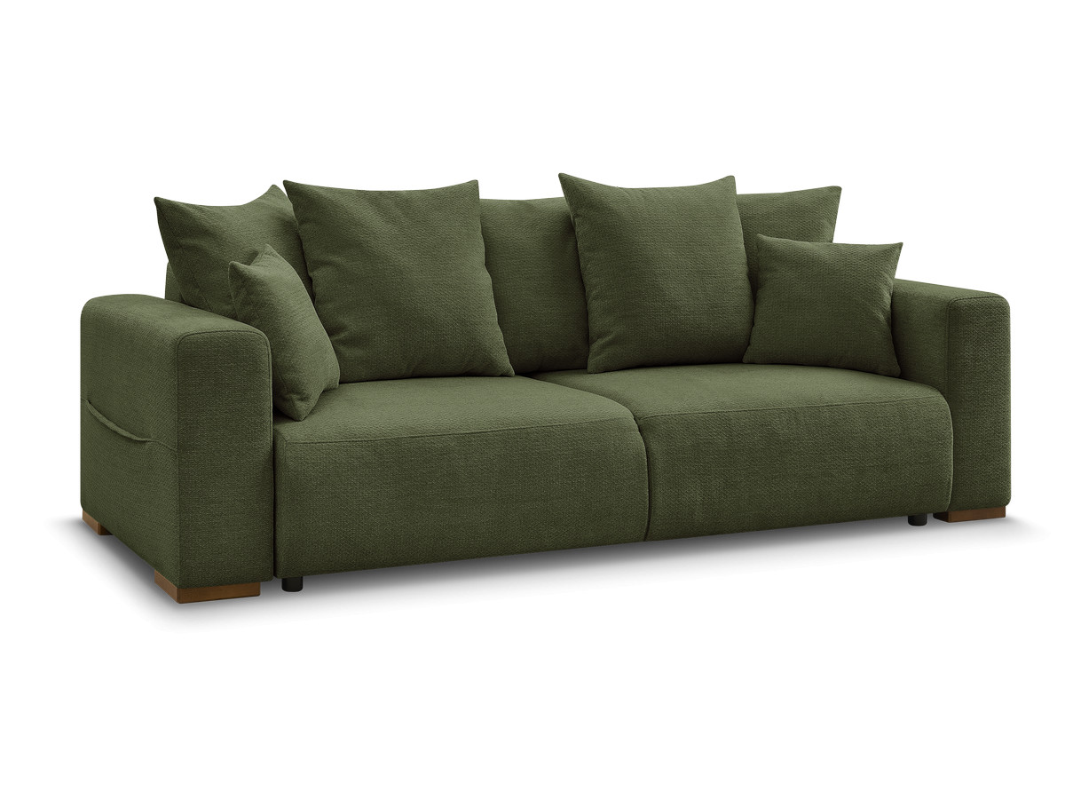 Bobochic Sidonie Schlafsofa 3-Sitzer mit Bettkasten Melange-Stoff Grün