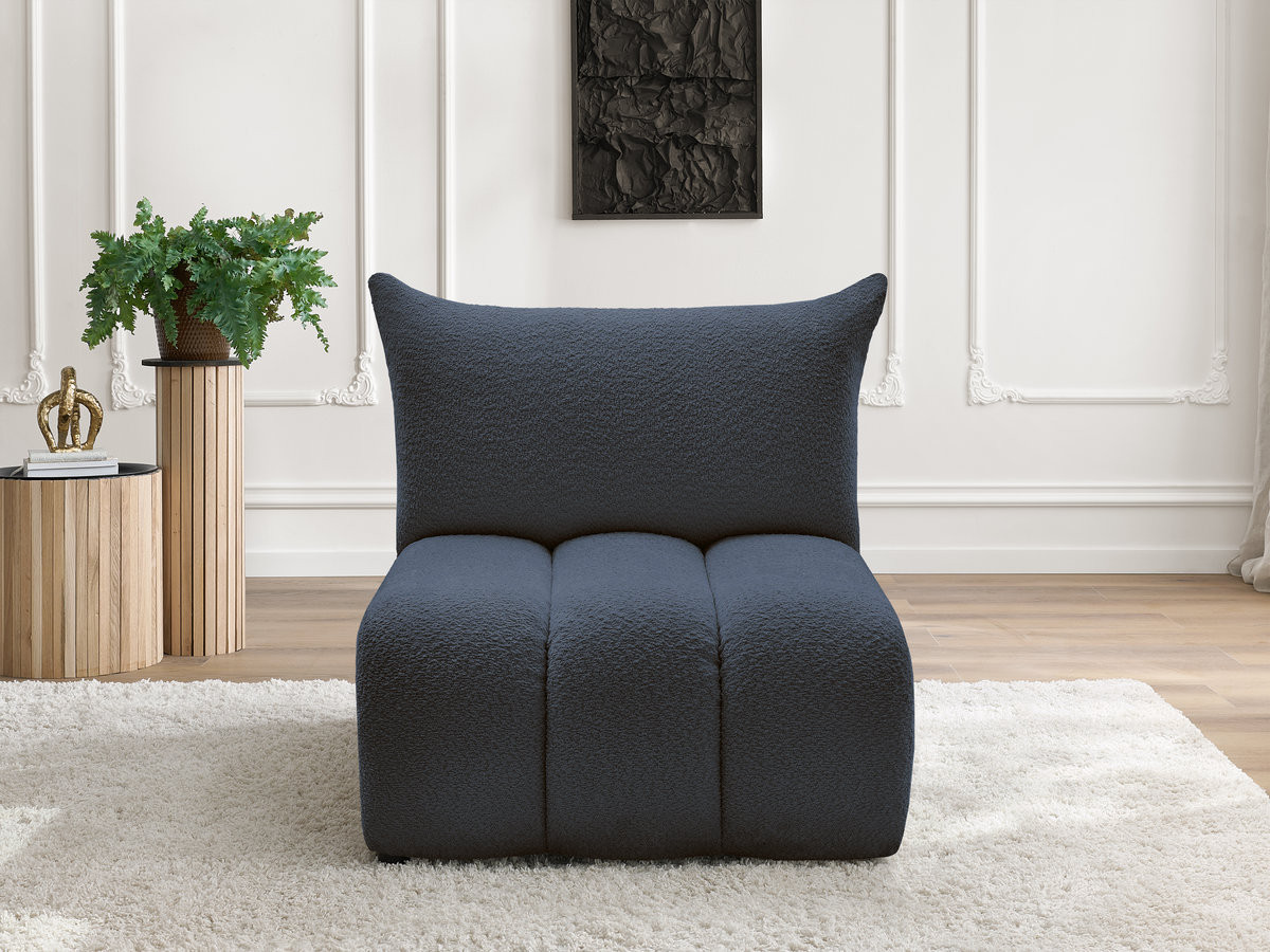 Bobochic Azra Sofamodul 1-Sitzer 90 × 112 cm Bouclé-Stoff Dunkelblau