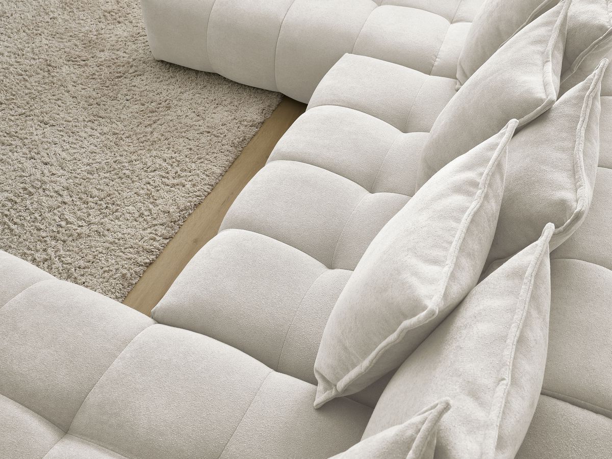 Bobochic Everest Wohnlandschaft, 14 Kissen Strukturstoff Weiß Ecke rechts