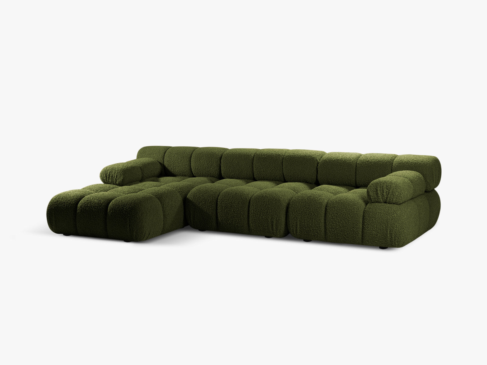 Micadoni Modulares Ecksofa Bellis 4-Sitzer Links Boucle Rolf Grün