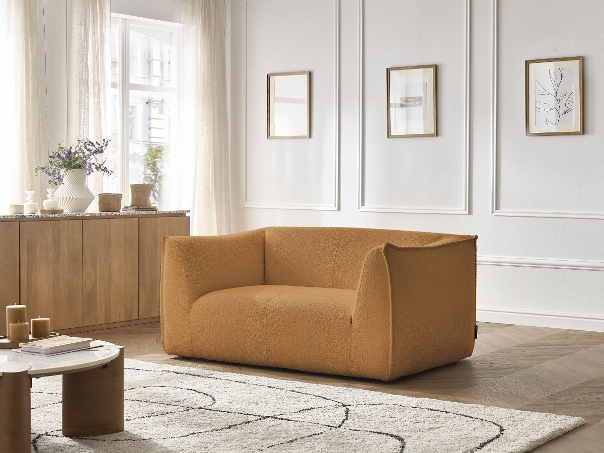 Bobochic Giorgia Sofa 2-Sitzer Bouclé-Stoff Gelb