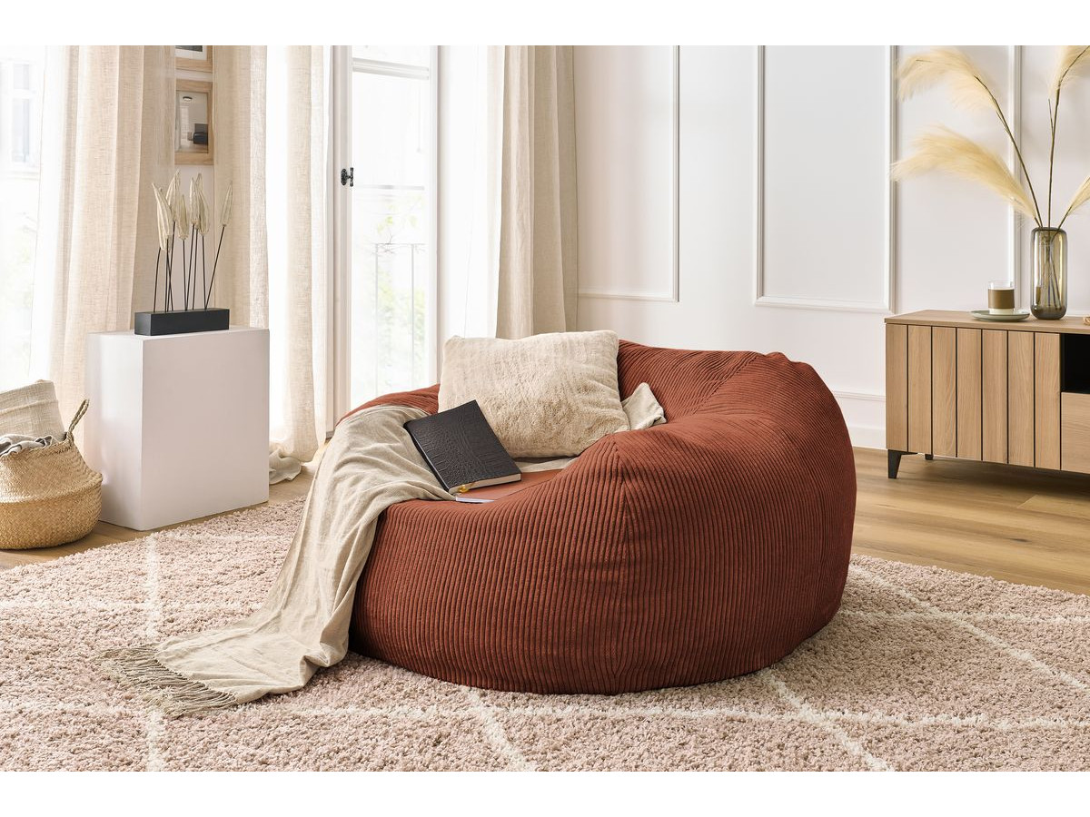 Bobochic Voltaire Pouf 120 × 70 cm Cordsamt Orange