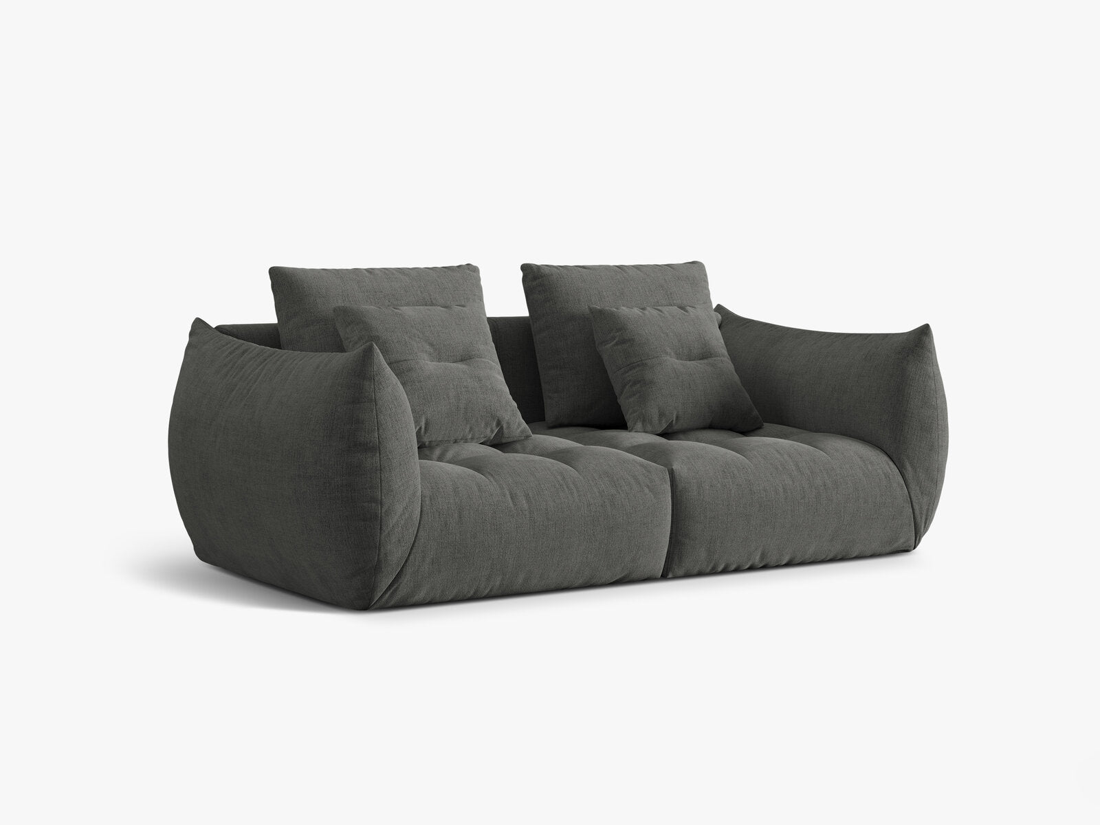 Micadoni Sofa Bloom 3-Sitzer Strukturierter Stoff Wind Dunkelgrau