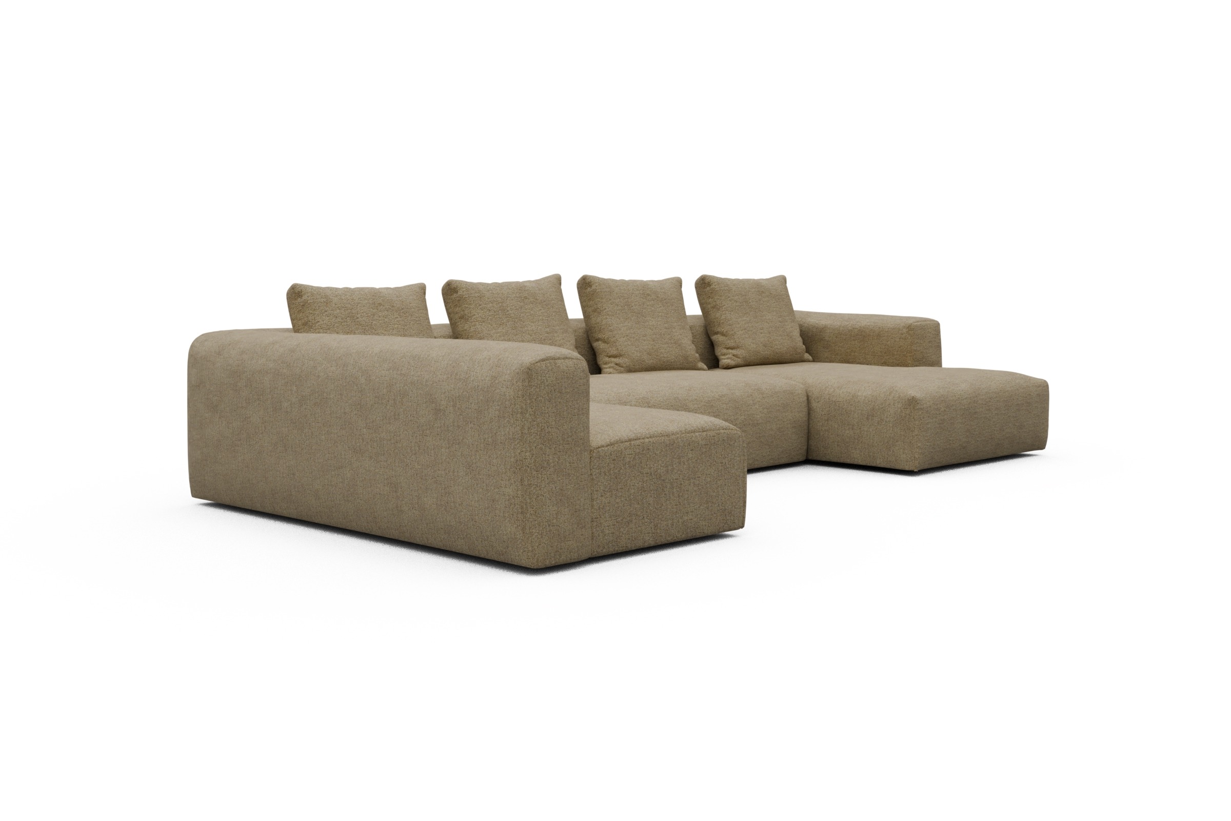 Wohnlandschaft Fred Chaiselongue rechts mit 2-Sitzer und lange Armlehne links Carreno-Silician-Yellow