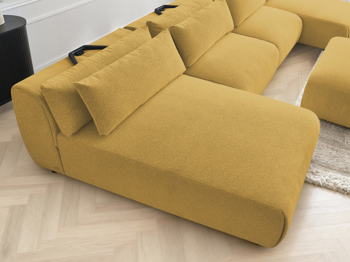 Bobochic Jana Wohnlandschaft mit großem Pouf Melange-Stoff Gelb