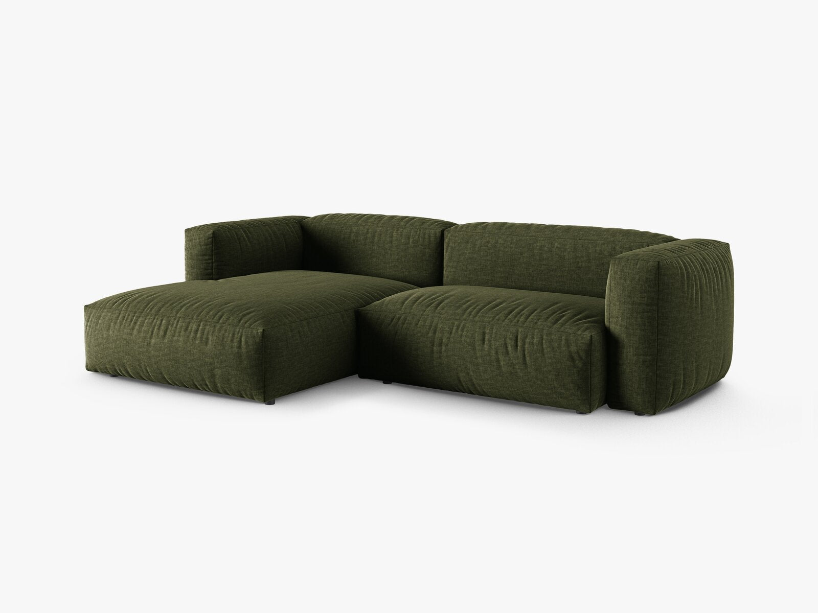 Micadoni Ecksofa Martina 2-Sitzer 90cm Sitztiefe Links Strukturierter Stoff Boston Grün