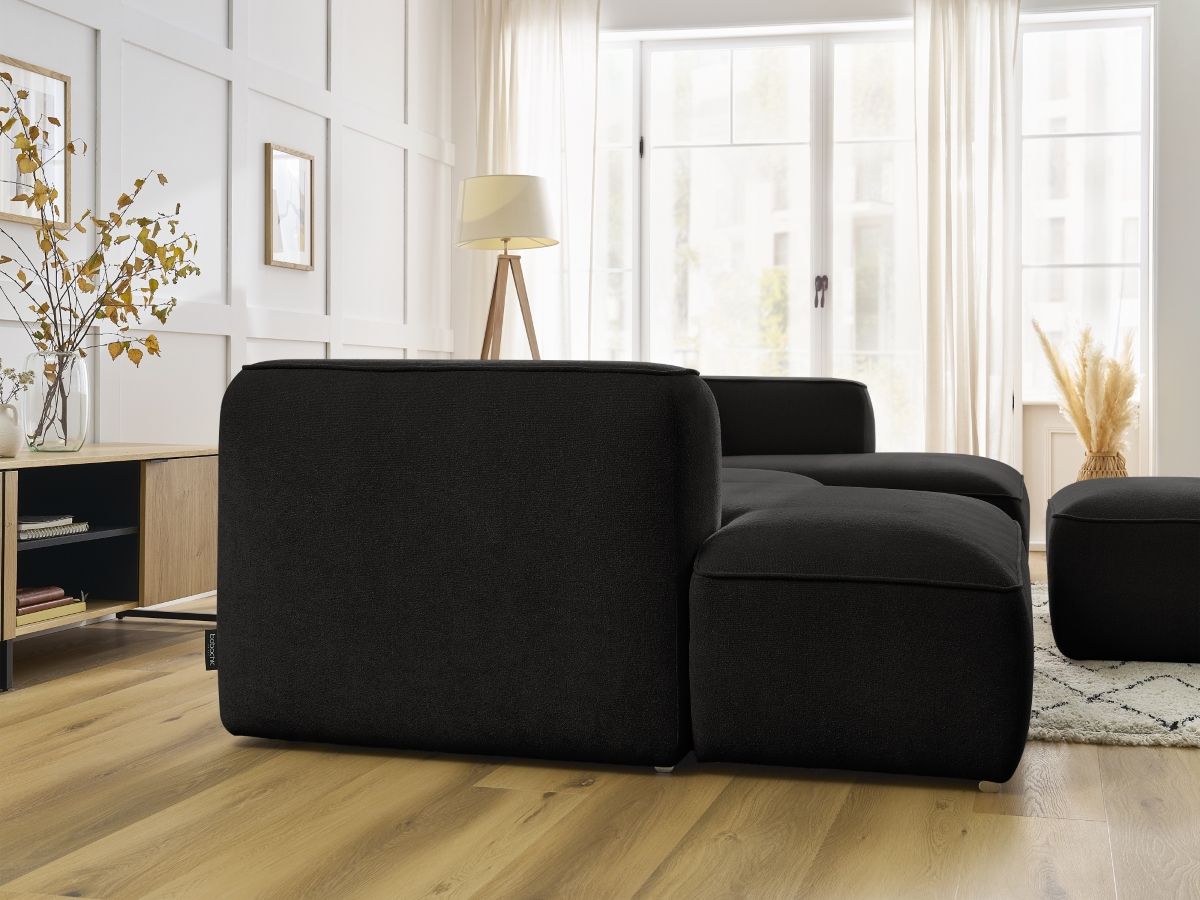 Bobochic Zephyr Wohnlandschaft mit Pouf Strukturstoff Schwarz