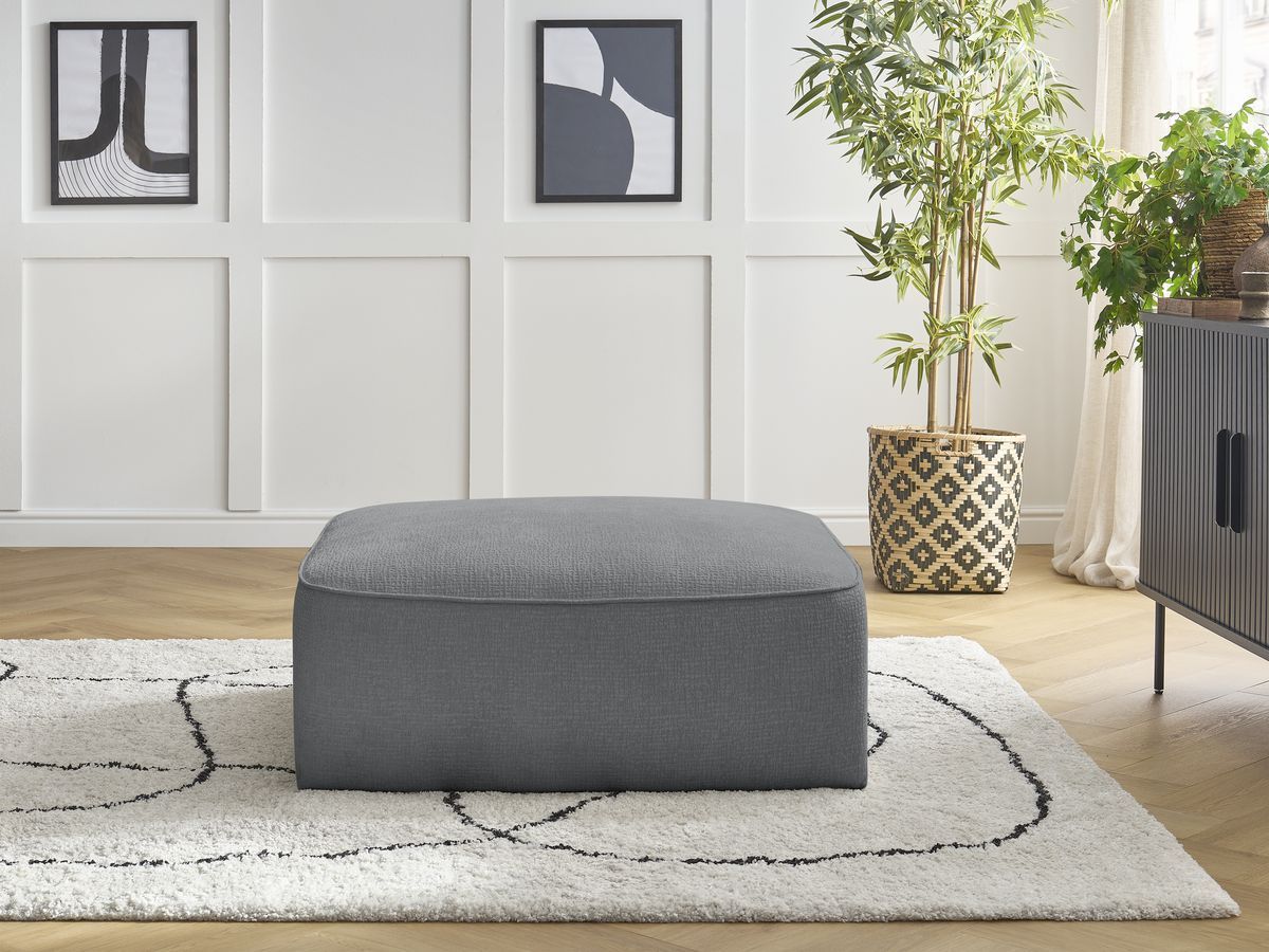 Bobochic Leopold Pouf Strukturstoff Dunkelgrau