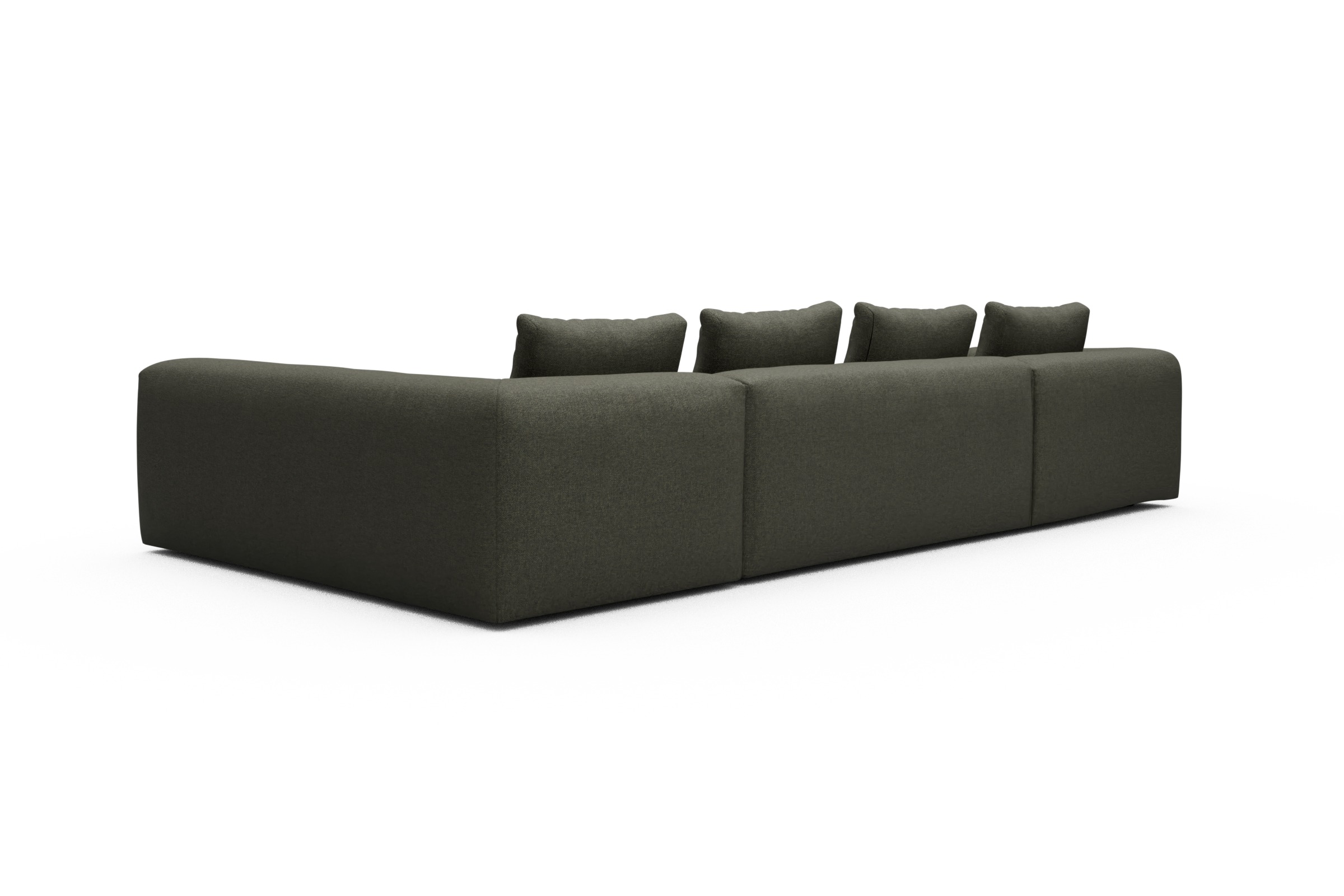 Wohnlandschaft Fred Chaiselongue links mit 2-Sitzer und lange Armlehne rechts Sama-Winter-Moss